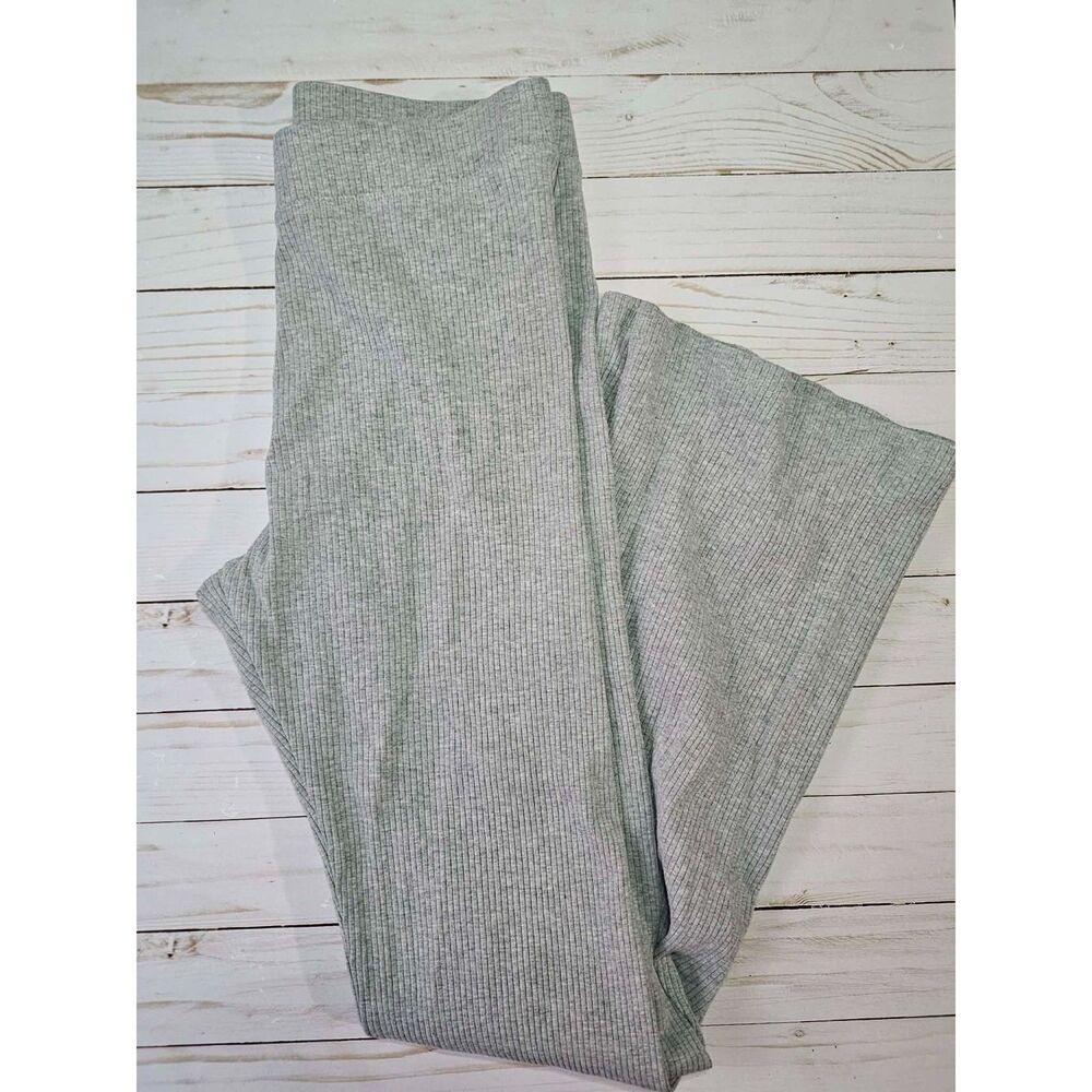 PINK Victoria's Secret Ribbed Wide Leg Pants Gray Foldover Waist Women's M